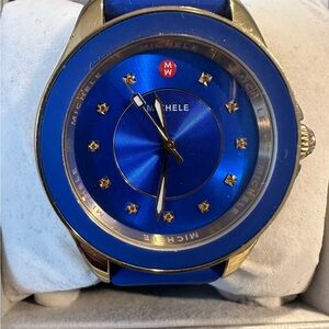 Authentic Michele Cape Stainless Swiss Watch Silicone Strap